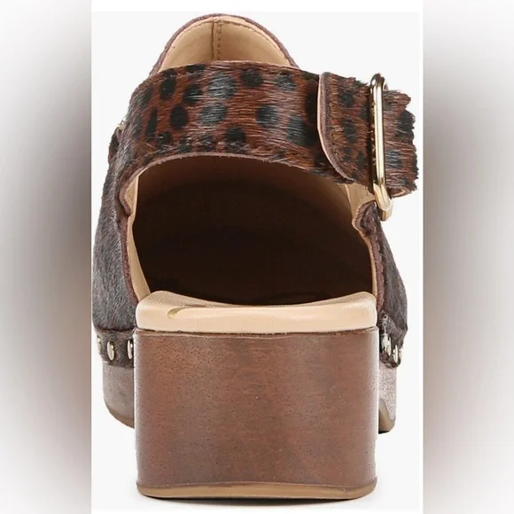 New! Sam Edelman Calf-hair/Leather Studded Wooden Clog Women’s Size 6 - Picture 3 of 16